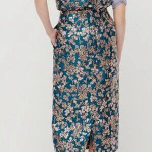 J.Crew Collection Size 4 Cherry Blossom Brocade Metallic Midi Skirt J Crew